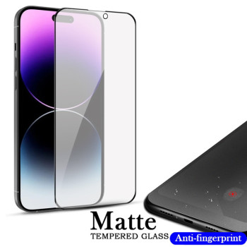Matte Full Cover Full Glue Tζαμάκι Προστασίας Οθόνης για Apple iPhone 14 - Χρώμα: Μαύρο