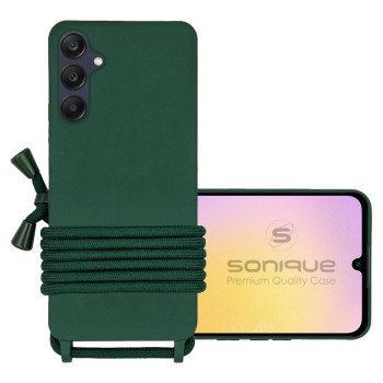 Θήκη Πλάτης Σιλικόνης με Λουράκι για Samsung Galaxy A25 5G - Χρώμα: Σκούρο Πράσινο