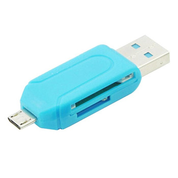 Memory Card Reader USB 2.0 / Micro USB για SD / Micro SD - Χρώμα: Γαλάζιο Memory Card Reader USB 2.0 / Micro USB για SD / Micro SD - Χρώμα: Γαλάζιο