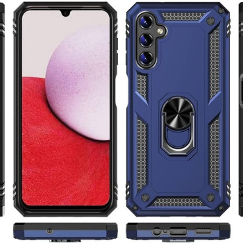 Σκληρή Θήκη Πλάτης Armor με Βάση Στήριξης για Samsung Galaxy A14 - Χρώμα: Σκούρο Μπλέ Σκληρή Θήκη Πλάτης Armor με Βάση Στήριξης για Samsung Galaxy A14 - Χρώμα: Σκούρο Μπλέ
