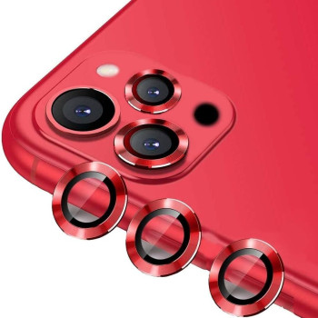 Full Glue Tζαμάκι Προστασίας Πίσω Κάμερας με Μεταλλικό Πλαίσιο για Apple iPhone 12 Pro Max - Χρώμα: Κόκκινο