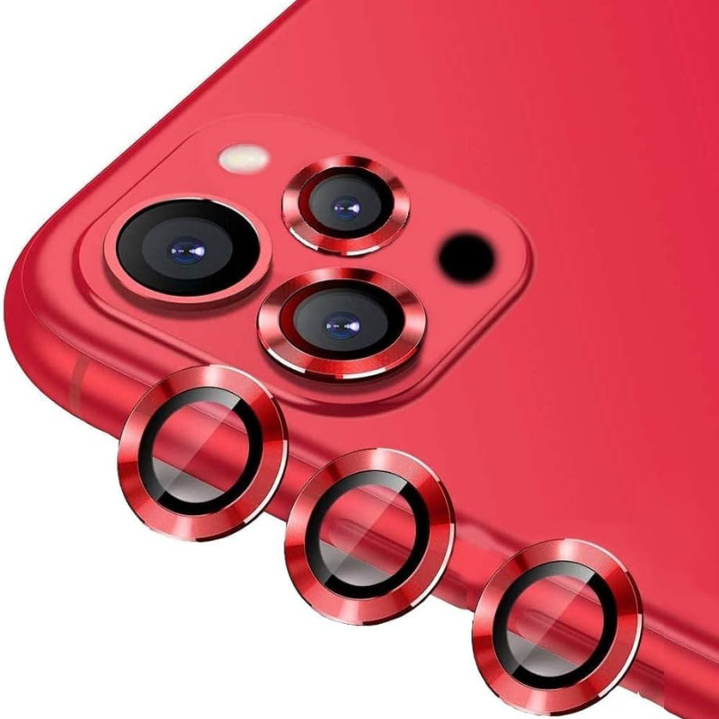 Full Glue Tζαμάκι Προστασίας Πίσω Κάμερας με Μεταλλικό Πλαίσιο για Apple iPhone 12 Pro Max - Χρώμα: Κόκκινο