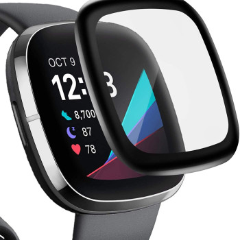 Full Cover Full Glue Tζαμάκι Προστασίας Οθόνης Ρολογίου για Fitbit Versa 2 44mm - Χρώμα: Μαύρο
