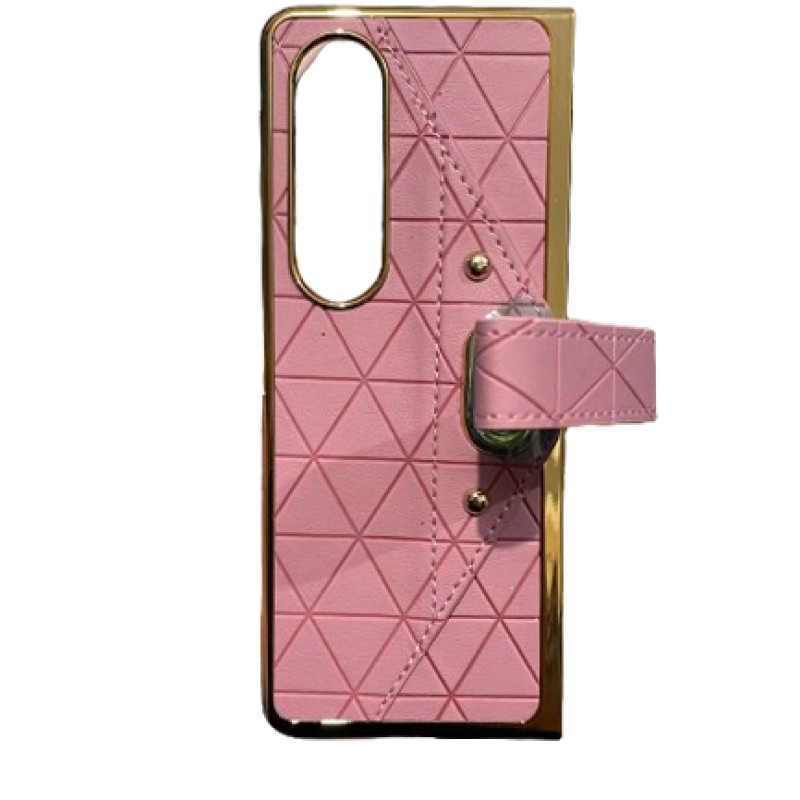 360 Full Cover S2 Πλαστική Ανθεκτική Θήκη Δερματίνη Σετ με Τζαμάκι για  Samsung Galaxy Z Fold 3 Χρώμα: Ροζ