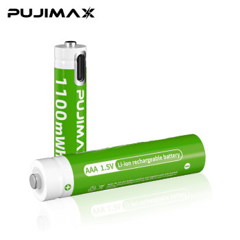 PUJIMAX Επαναφορτιζόμενες Μπαταρίες AAA 1.5V 1100mAh με Υποδοχή Type-C 2 Τεμάχια - Χρώμα: Πράσινο PUJIMAX Επαναφορτιζόμενες Μπαταρίες AAA 1.5V 1100mAh με Υποδοχή Type-C 2 Τεμάχια - Χρώμα: Πράσινο