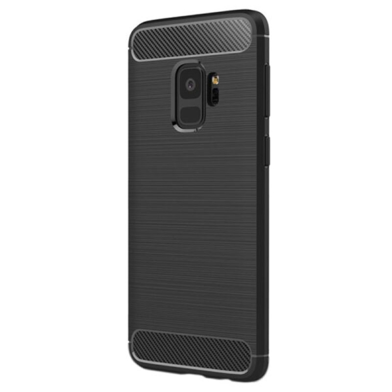 Θήκη Πλάτης Σιλικόνης Carbon για Samsung Galaxy S9 - Χρώμα: Μαύρο