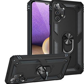 Σκληρή Θήκη Πλάτης Motomo με Δαχτυλίδι για Samsung Galaxy A32 4G - Χρώμα: Μαύρο