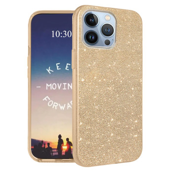 Θήκη Πλάτης Σιλικόνης Απλή με Glitter για Apple iPhone 16 Pro - Χρώμα: Χρυσό