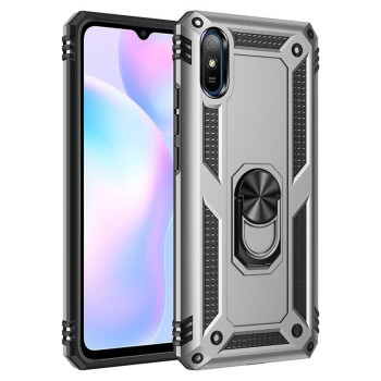 Σκληρή Θήκη Πλάτης Armor με Βάση Στήριξης για Xiaomi Redmi 9A - Χρώμα: Ασημί Σκληρή Θήκη Πλάτης Armor με Βάση Στήριξης για Xiaomi Redmi 9A - Χρώμα: Ασημί