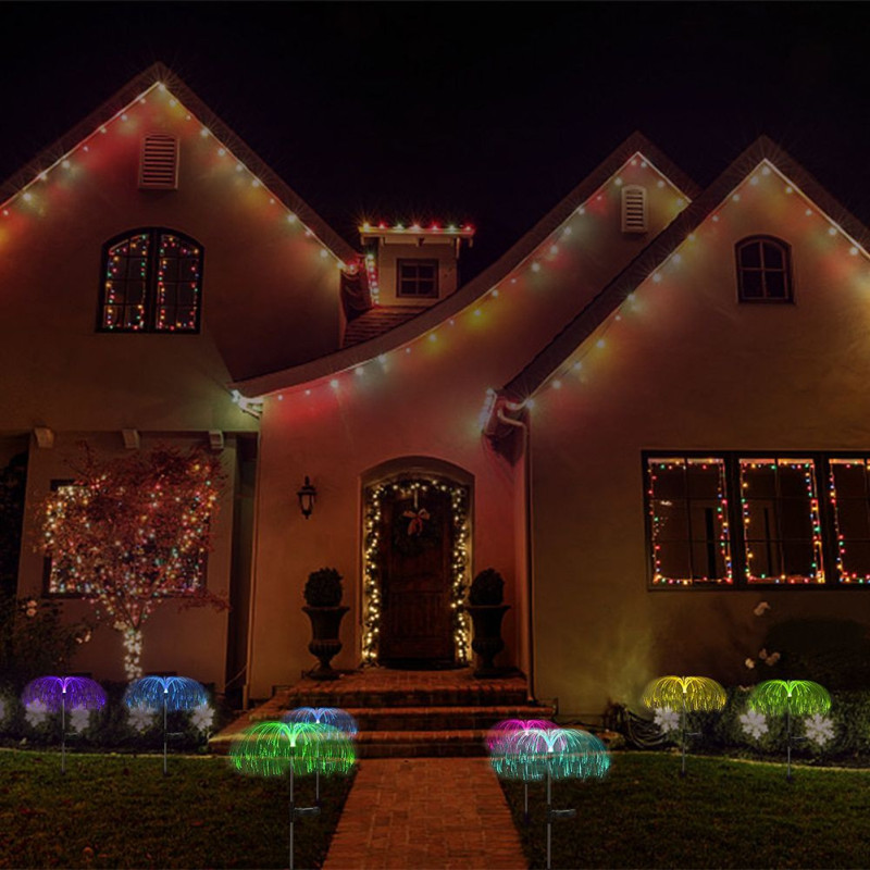 Αδιάβροχα Ηλιακά Φώτα Κήπου Οπτικών Ινών σε Σχέδιο Φοίνικα Σετ 2 Τεμάχια B03WFSAXMN