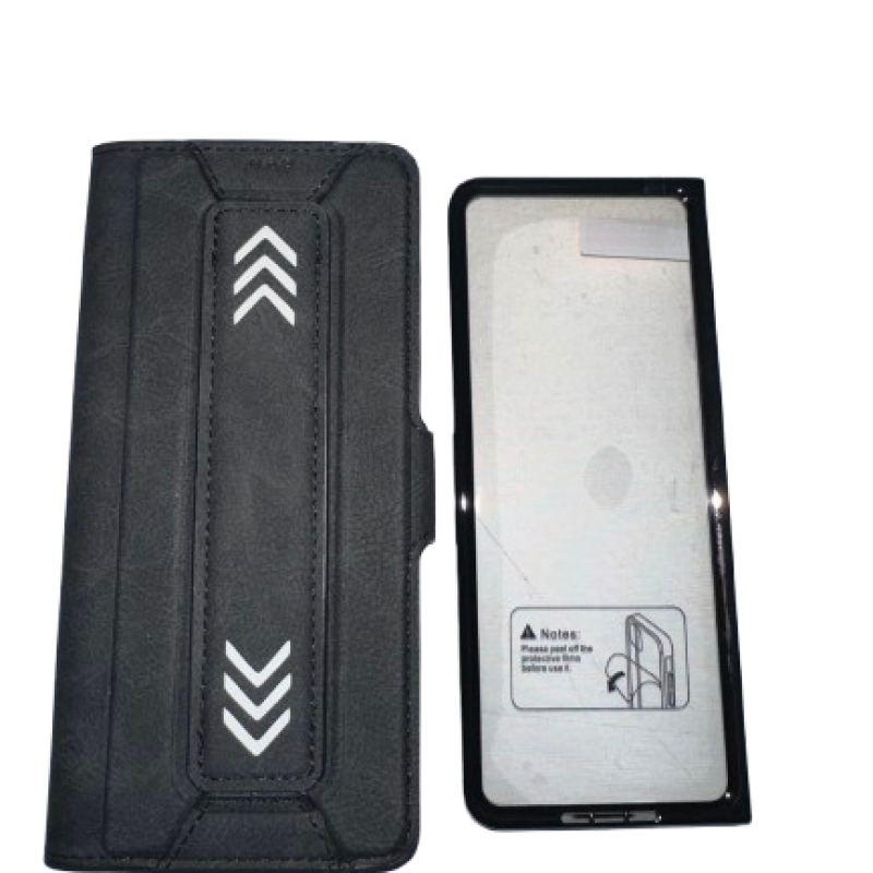 Θήκη Βιβλίο με Κλίπ Δερματίνη Σετ με Τζαμάκι και Υποδοχή S PEN για  Samsung Galaxy Z Fold 5 Χρώμα: Μαύρο