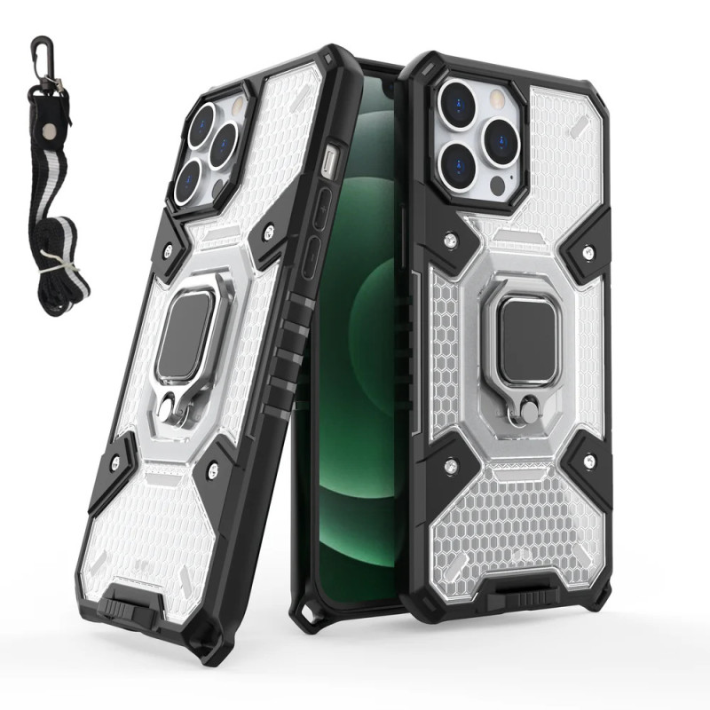 Θήκη Πλάτης Heavy Duty με Ring Holder & Λουράκι για Apple iPhone 11 - Χρώμα: Διάφανο