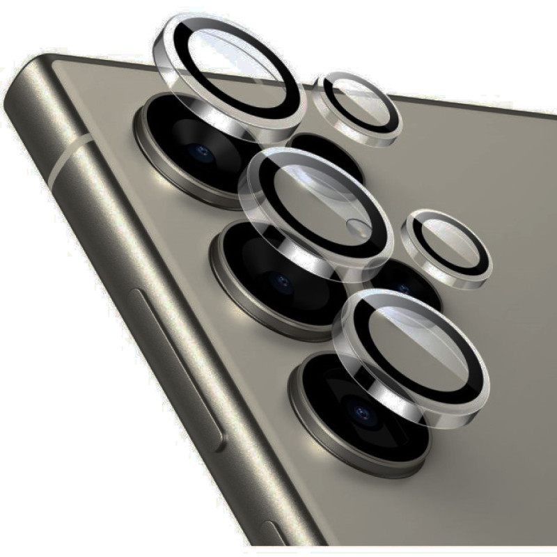 Tζαμάκι Προστασίας Πίσω Κάμερας με Μεταλλικό Πλαίσιο για Samsung Galaxy S24 Ultra - Χρώμα: Γκρί