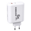 KINGLEEN E65 Φορτιστής με Θύρα USB-A & Θύρα USB-C 65W Power Delivery - Χρώμα: Άσπρο
