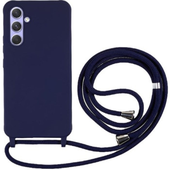 Θήκη Πλάτης Σιλικόνης με Λουράκι για Samsung Galaxy A25 5G - Χρώμα: Σκούρο Μπλε