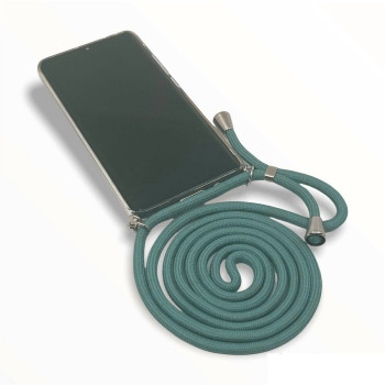 Θήκη Πλάτης Σιλικόνης με Σκούρο Πράσινο Λουράκι για Apple iPhone 14 Plus - Χρώμα: Διάφανο Θήκη Πλάτης Σιλικόνης με Σκούρο Πράσινο Λουράκι για Apple iPhone 14 Plus - Χρώμα: Διάφανο