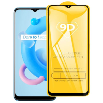 Full Cover Full Glue Tζαμάκι Προστασίας Οθόνης για Oppo C20 - Χρώμα: Μαύρο