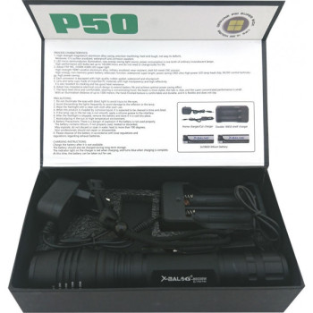 Επαναφορτιζόμενος Φακός BAILONG BL-P08-P50 21CM - Χρώμα: Μαύρο