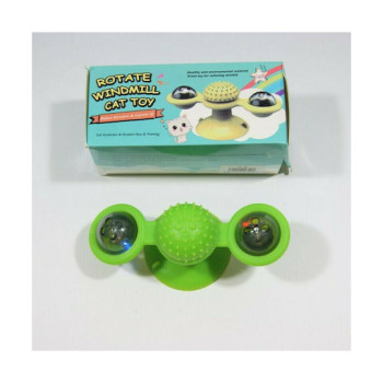 Παιχνίδι Γάτας Περιστρεφόμενο με Βεντούζα & 2 LED Φωτάκια - Χρώμα: Πράσινο