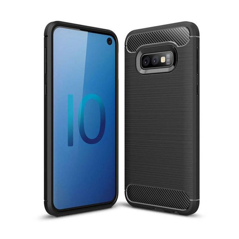 Θήκη Πλάτης Σιλικόνης Carbon για Samsung Galaxy S10 - Χρώμα: Μαύρο