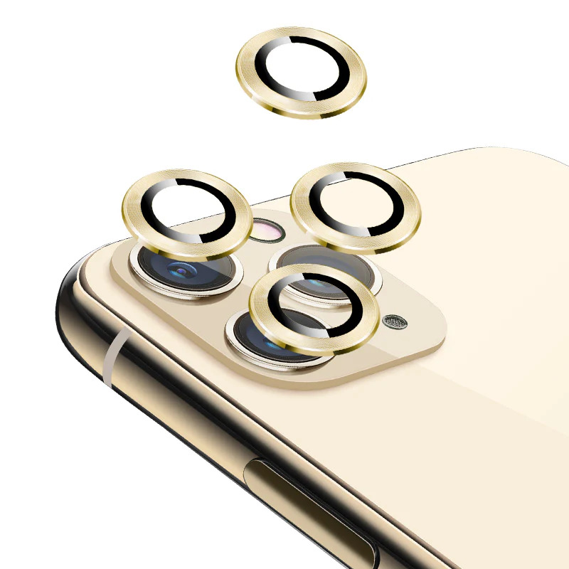 Full Glue Tζαμάκι Προστασίας Πίσω Κάμερας με Μεταλλικό Πλαίσιο για Apple iPhone 11 Pro/11 Pro Max/12 Pro - Χρώμα: Ρόζ Χρυσό