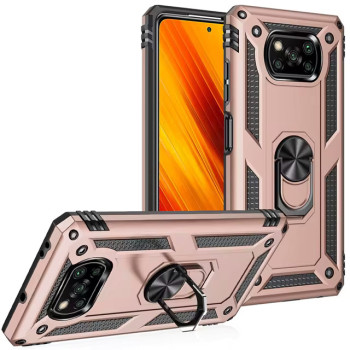 Σκληρή Θήκη Πλάτης Armor με Βάση Στήριξης για Xiaomi Poco X3/Poco X3 Pro/Poco X3 NFC - Χρώμα: Ροζ Χρυσό
