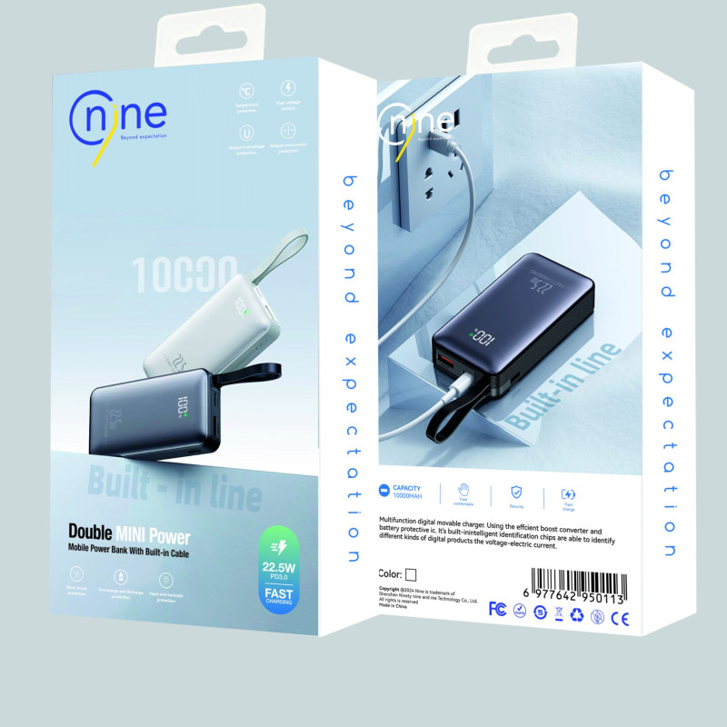 NINE Y369 22.5W Mini Power Bank Γρήγορης Φόρτισης 10000mAh - Χρώμα: Λευκό