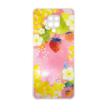 Θήκη Πλάτης Πλαστική με Σχέδιο για Xiaomi Redmi Note 9S / 9 Pro - Χρώμα: Ρόζ με Φραουλίτσες