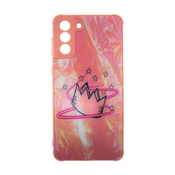 Θήκη Πλάτης Πλαστική με Σχέδια για Samsung Galaxy S21 Plus - Χρώμα: Ροζ με Στέμμα