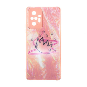 Θήκη Πλάτης Πλαστική με Σχέδια για Xiaomi Redmi Note 10 Pro - Χρώμα: Απαλό Ρόζ με Στέμμα