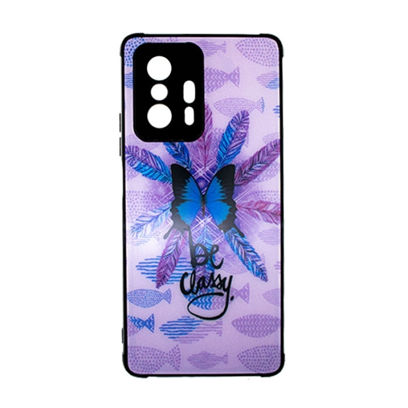 Θήκη Πλάτης Πλαστική με Σχέδια για Xiaomi Mi 11T 5G - Χρώμα: Μωβ με Πεταλούδα