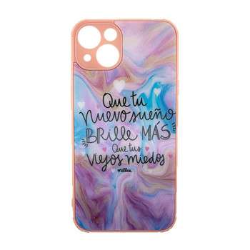 Θήκη Πλάτης Πλαστική με Σχέδια για iPhone 13 - Χρώμα: Πολύχρωμο Ροζ