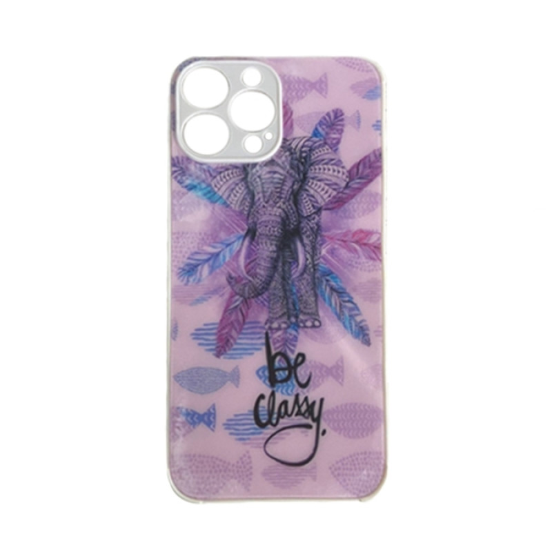 Θήκη Πλάτης Πλαστική με Σχέδια για Apple iPhone 13 Pro Max - Χρώμα: Μωβ με Ελεφαντάκι