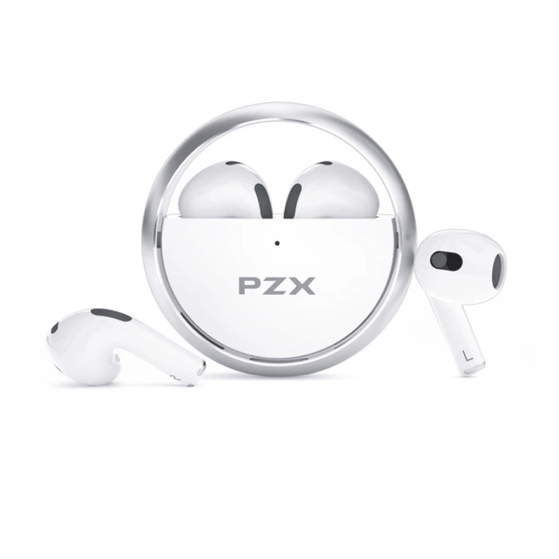 PZX L58 Bluetooth 5.1 Wireless Earphone In-ear Metal Circle High Sound Quality Earbuds 280mAh Ακουστικά - Χρώμα: Λευκό