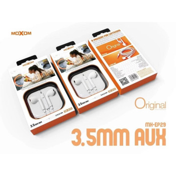 Moxom MX-EP29 Earbuds Stereo Sound Handsfree με Βύσμα 3.5mm & Ενσωματωμένο Μικρόφωνο - Χρώμα: Άσπρο Moxom MX-EP29 Earbuds Stereo Sound Handsfree με Βύσμα 3.5mm & Ενσωματωμένο Μικρόφωνο - Χρώμα: Άσπρο