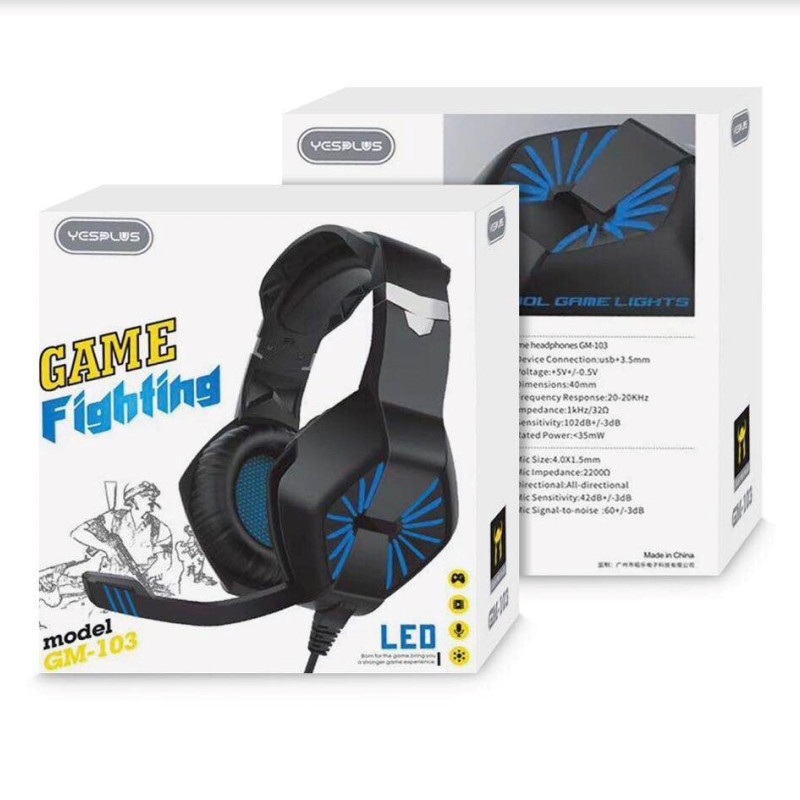 YESPLUS GM-103 Ασύρματα Bluetooth LED Gaming Ακουστικά - Χρώμα: Μαύρο