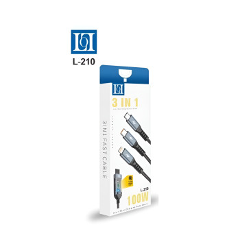 LOL L-210 Καλώδιο Φόρτισης & Μεταφοράς Δεδομένων 100W 3-in-1 USB Type-C/USB Lightning/Micro USB - Χρώμα: Μαύρο LOL L-210 Καλώδιο Φόρτισης & Μεταφοράς Δεδομένων 100W 3-in-1 USB Type-C/USB Lightning/Micro USB - Χρώμα: Μαύρο