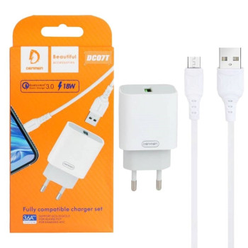 VDENMENV DC07T Φορτιστής 18W με Θύρα USB-A & Καλώδιο USB-A σε Type-C Γρήγορης Φόρτισης QC3.0 – Χρώμα: Λευκό VDENMENV DC07T Φορτιστής 18W με Θύρα USB-A & Καλώδιο USB-A σε Type-C Γρήγορης Φόρτισης QC3.0 – Χρώμα: Λευκό