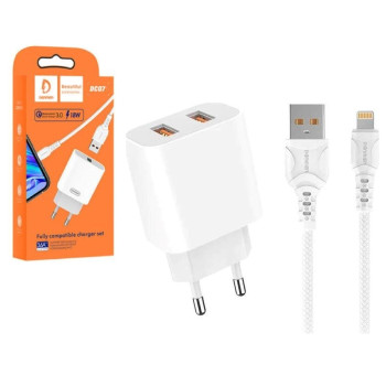VDENMENV DC07L Φορτιστής 18W με Θύρα USB-A & Καλώδιο USB-A σε Lighting Γρήγορης Φόρτισης QC3.0 – Χρώμα: Λευκό VDENMENV DC07L Φορτιστής 18W με Θύρα USB-A & Καλώδιο USB-A σε Lighting Γρήγορης Φόρτισης QC3.0 – Χρώμα: Λευκό