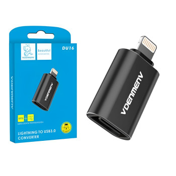 VDENMENV DU16 Μετατροπέας Lightning Male σε USB-A 3.0 Female - Χρώμα: Μαύρο