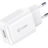 TUQIN QE44 Φορτιστής με Θύρα USB-A & Καλώδιο USB-A σε Type-C Γρήγορης Φόρτισης 1m - Χρώμα: Λευκό