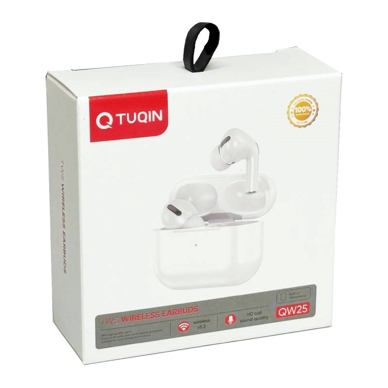 TUQIN QW25 Airpods Pro Ασύρματα Bluetooth Ακουστικά με Αντοχή στον Ιδρώτα & Θήκη Φόρτισης - Χρώμα: Λευκό