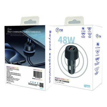 NINE Power Nobel 357 Φορτιστής Αυτοκινήτου 48W 5A Γρήγορης Φόρτισης με Θύρες: 1xUSB-A 1xType-C - Χρώμα: Μαύρο