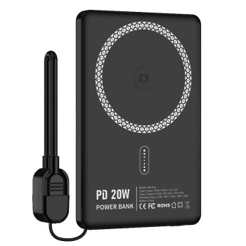 NINE A36 PLUS 15W Magsafe Power Bank Γρήγορης Φόρτισης για Smartwatch & Airpods 5000mAh - Χρώμα: Μαύρο