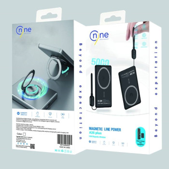 NINE A36 PLUS 15W Magsafe Power Bank Γρήγορης Φόρτισης για Smartwatch & Airpods 5000mAh - Χρώμα: Μαύρο