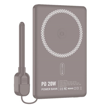 NINE A36 PLUS 15W Magsafe Power Bank Γρήγορης Φόρτισης για Smartwatch & Airpods 5000mAh - Χρώμα: Χρυσό