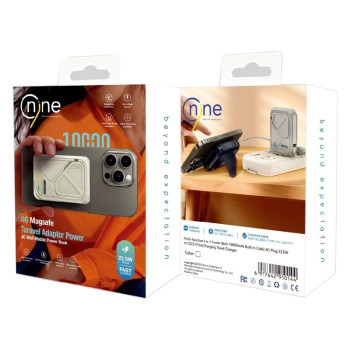 NINE G35 22.5W Wireless Power Bank Γρήγορης Φόρτισης Magsafe με 2x Θύρες: Type-C & Lightning 10000mAh - Χρώμα: Μπεζ / Πορτοκαλί