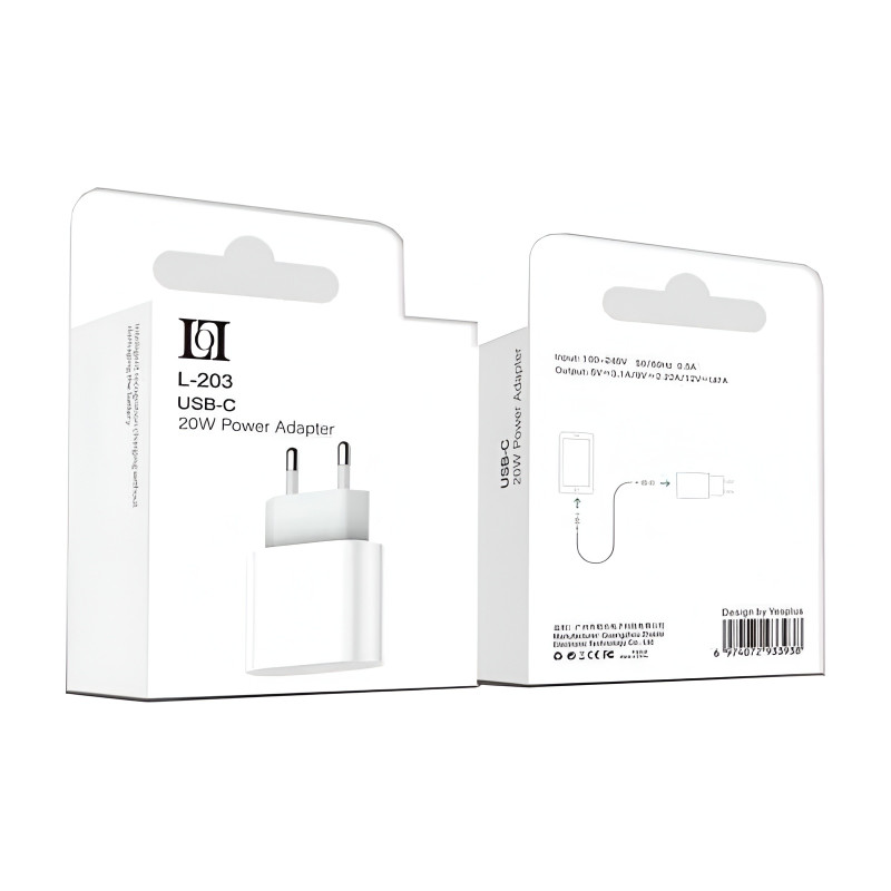 LOL L-203 Φορτιστής Χωρίς Καλώδιο με Θύρα USB-C 20W - Χρώμα: Λευκό