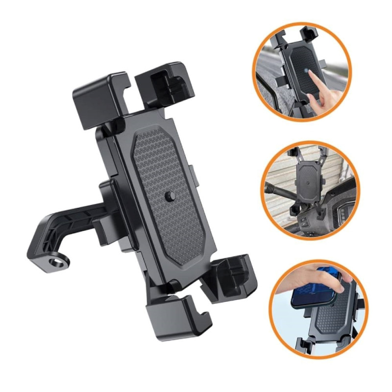 BYZ N20 Βάση Κινητού Μοτοσυκλέτας με Ρυθμιζόμενο Βραχίονα 4.7-7" για τον Καθρέπτη - Χρώμα: Μαύρο