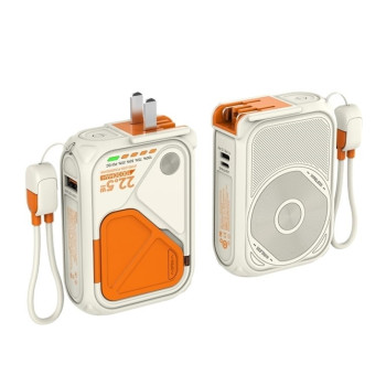 NINE G35 22.5W Wireless Power Bank Γρήγορης Φόρτισης Magsafe με 2x Θύρες: Type-C & Lightning 10000mAh - Χρώμα: Μπεζ / Πορτοκαλί